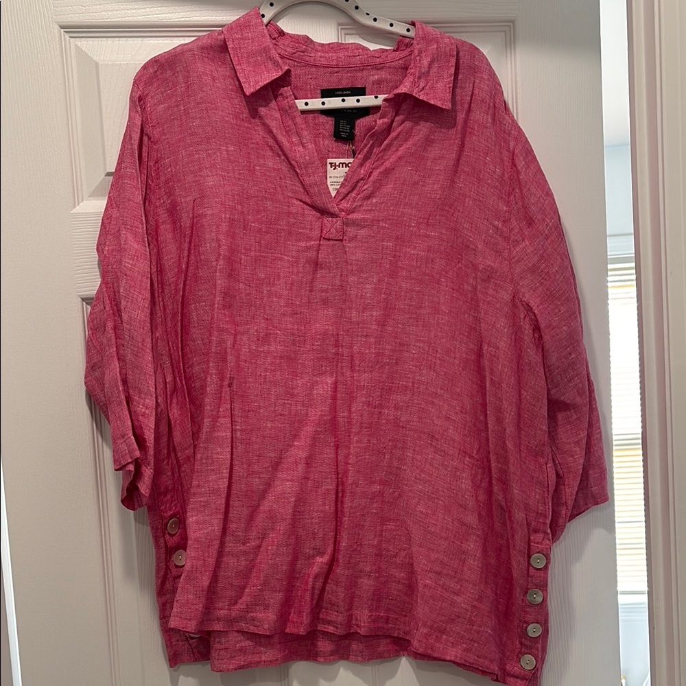 J. Jill Pink Button-Sleeve Blouse